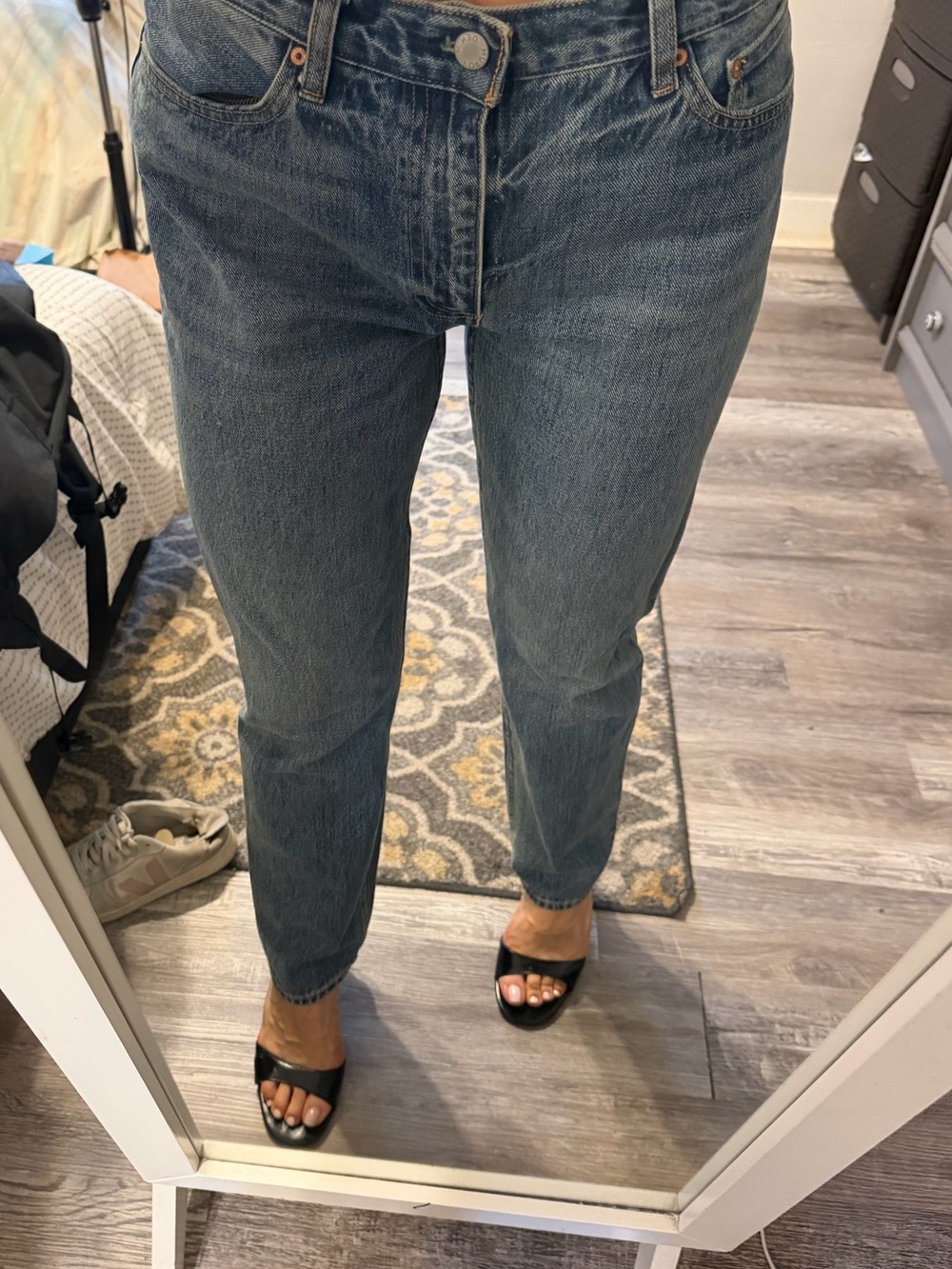 Denim Forum The Romy Classic Jeans - Medium Blue with Contrast Stitching